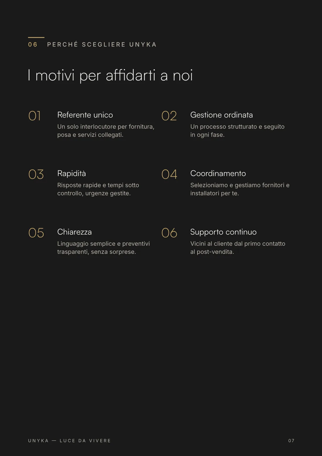Pagina 7 di 16 del company profile Unyka