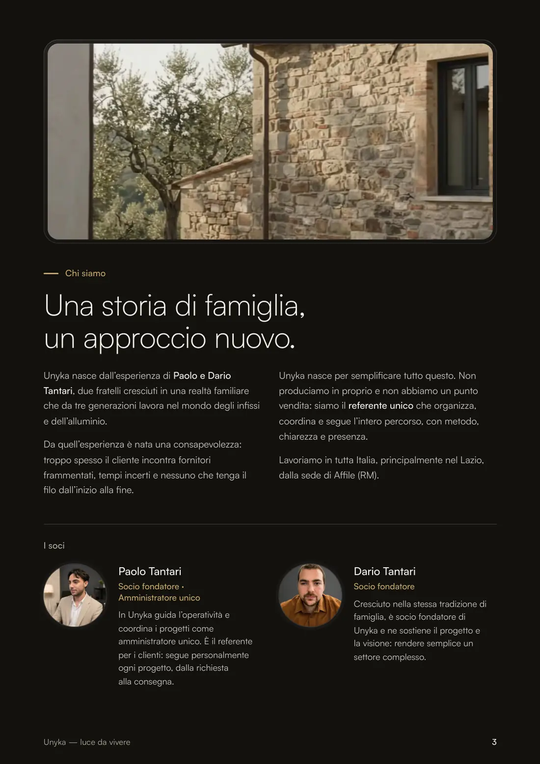 Pagina 3 di 16 del company profile Unyka