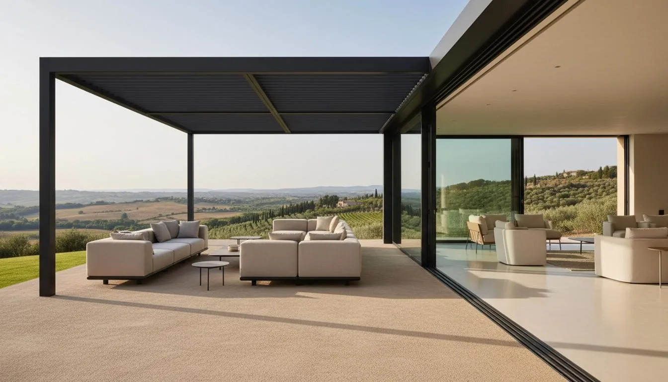 Pergola e spazio esterno vivibile con vista sulle colline