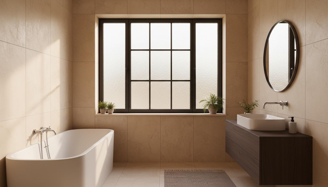 Bagno con finestra nera tra privacy e luce naturale