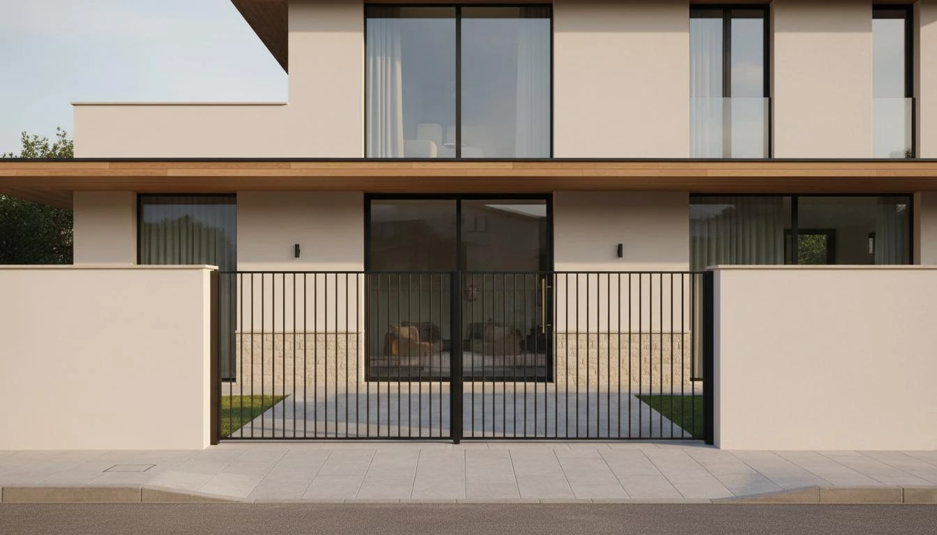 Cancello carrabile nero dal design lineare