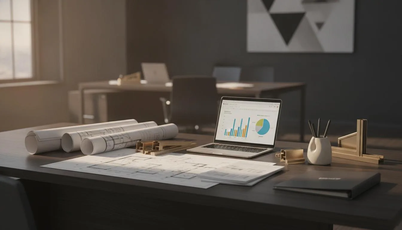 Tavolo professionale con planimetria, schede tecniche e grafico energetico
